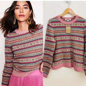 NWT Boden Edie Fair Isle Jumper/Sweater, Heritage Fair Isle Pink